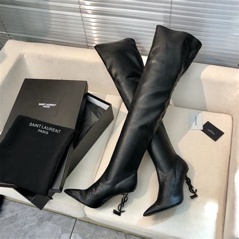 ysl crystal boots replica|ysl thigh high boots.